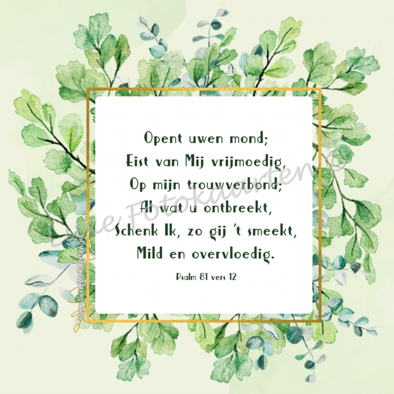 Gedichten - Psalm 81, Opent uwe mond